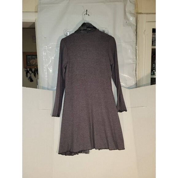 Wine Street Women's Open Front Knit Cardigan faux fur lined grey S made in USA - Picture 5 of 5